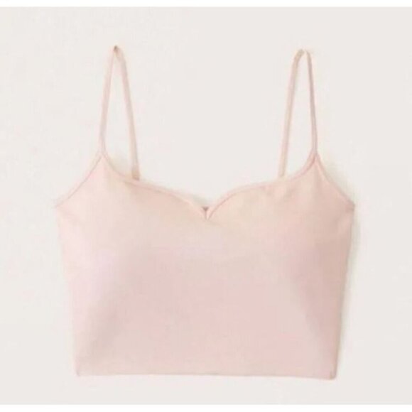 NWOT Abercrombie & Fitch Pink Cropped Sweetheart Cami Tank Top Size X-Small - Picture 2 of 6